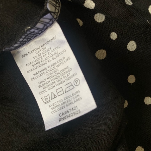 LOFT Zoo Dot Smocked Square Neck Rayon Dress Black and White Polka Dot Size M - Picture 5 of 7